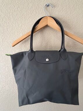 Longchamp le Pliage Green M Handbag In Graphite Gray